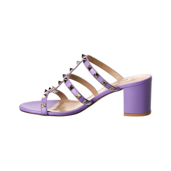 Valentino Rockstud Caged 60 Leather Sandal, Purple - Picture 2 of 5